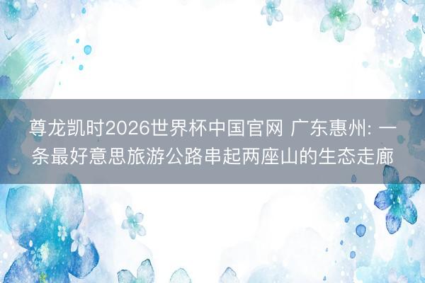 尊龙凯时2026世界杯中国官网 广东惠州: 一条最好意思旅游公路串起两座山的生态走廊