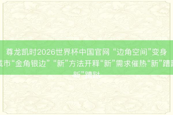 尊龙凯时2026世界杯中国官网 “边角空间”变身城市“金角银边” “新”方法开释“新”需求催热“新”蹧跶