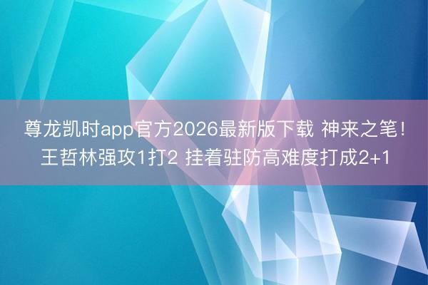 尊龙凯时app官方2026最新版下载 神来之笔！王哲林强攻1打2 挂着驻防高难度打成2+1