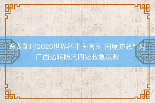 尊龙凯时2026世界杯中国官网 国度防总针对广西运转防汛四级救急反映