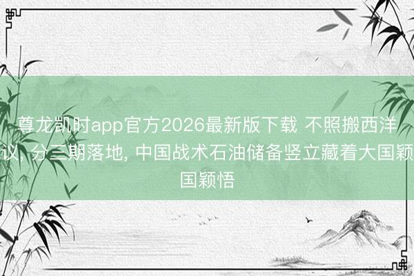 尊龙凯时app官方2026最新版下载 不照搬西洋决议， 分三期落地， 中国战术石油储备竖立藏着大国颖悟