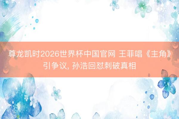 尊龙凯时2026世界杯中国官网 王菲唱《主角》引争议， 孙浩回怼刺破真相