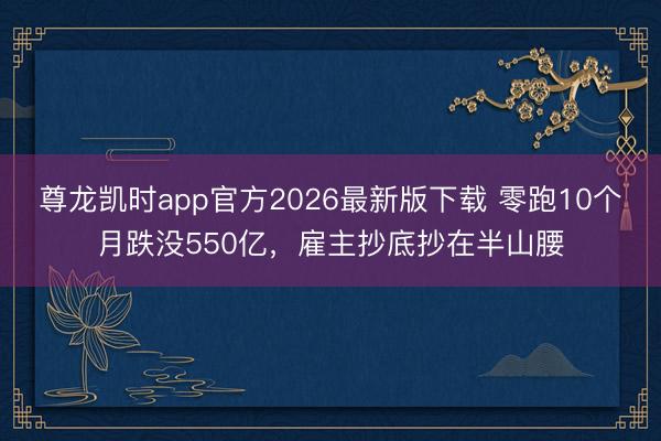 尊龙凯时app官方2026最新版下载 零跑10个月跌没550亿，雇主抄底抄在半山腰