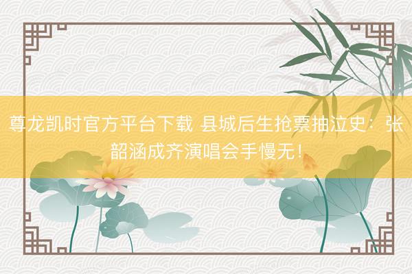 尊龙凯时官方平台下载 县城后生抢票抽泣史：张韶涵成齐演唱会手慢无！