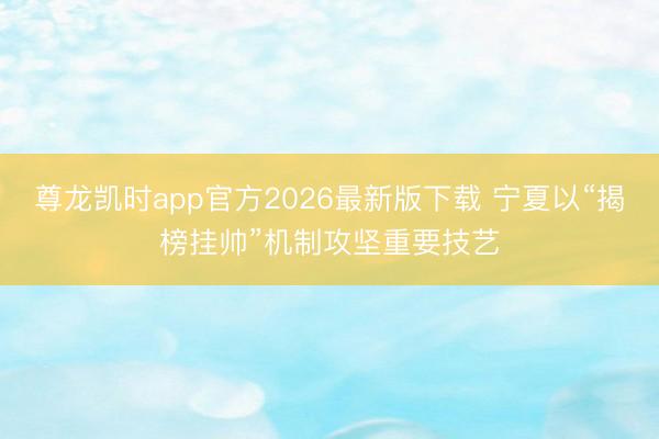 尊龙凯时app官方2026最新版下载 宁夏以“揭榜挂帅”机制攻坚重要技艺