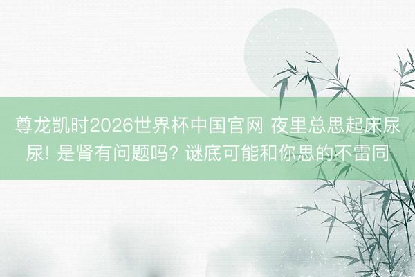 尊龙凯时2026世界杯中国官网 夜里总思起床尿尿! 是肾有问题吗? 谜底可能和你思的不雷同