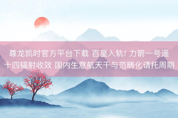 尊龙凯时官方平台下载 百星入轨! 力箭一号遥十四辐射收效 国内生意航天干与范畴化请托周期