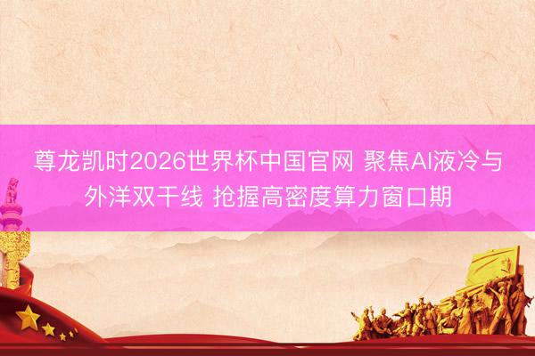 尊龙凯时2026世界杯中国官网 聚焦AI液冷与外洋双干线 抢握高密度算力窗口期